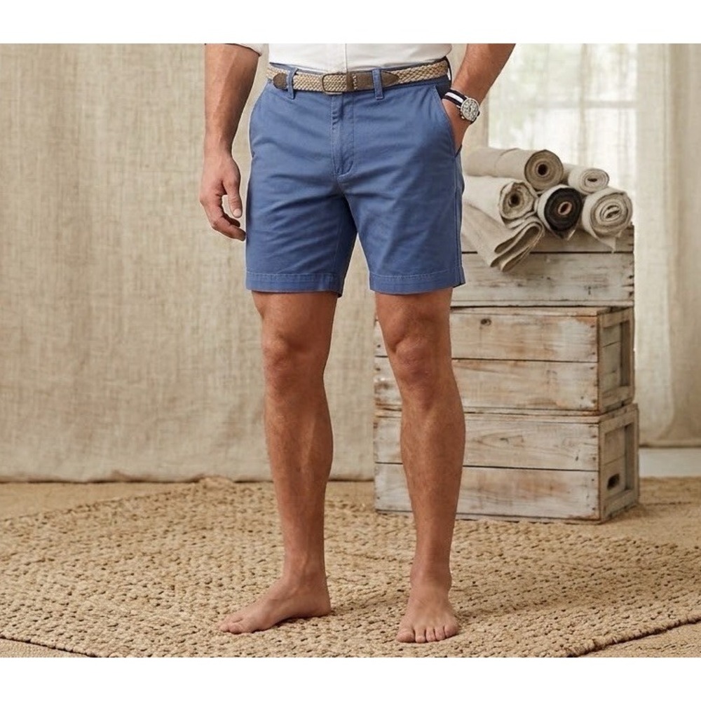 J.Crew Mens 7 Inch Inseam Chino Shorts Navy Blue Stretch Cotton Size 30 Preppy